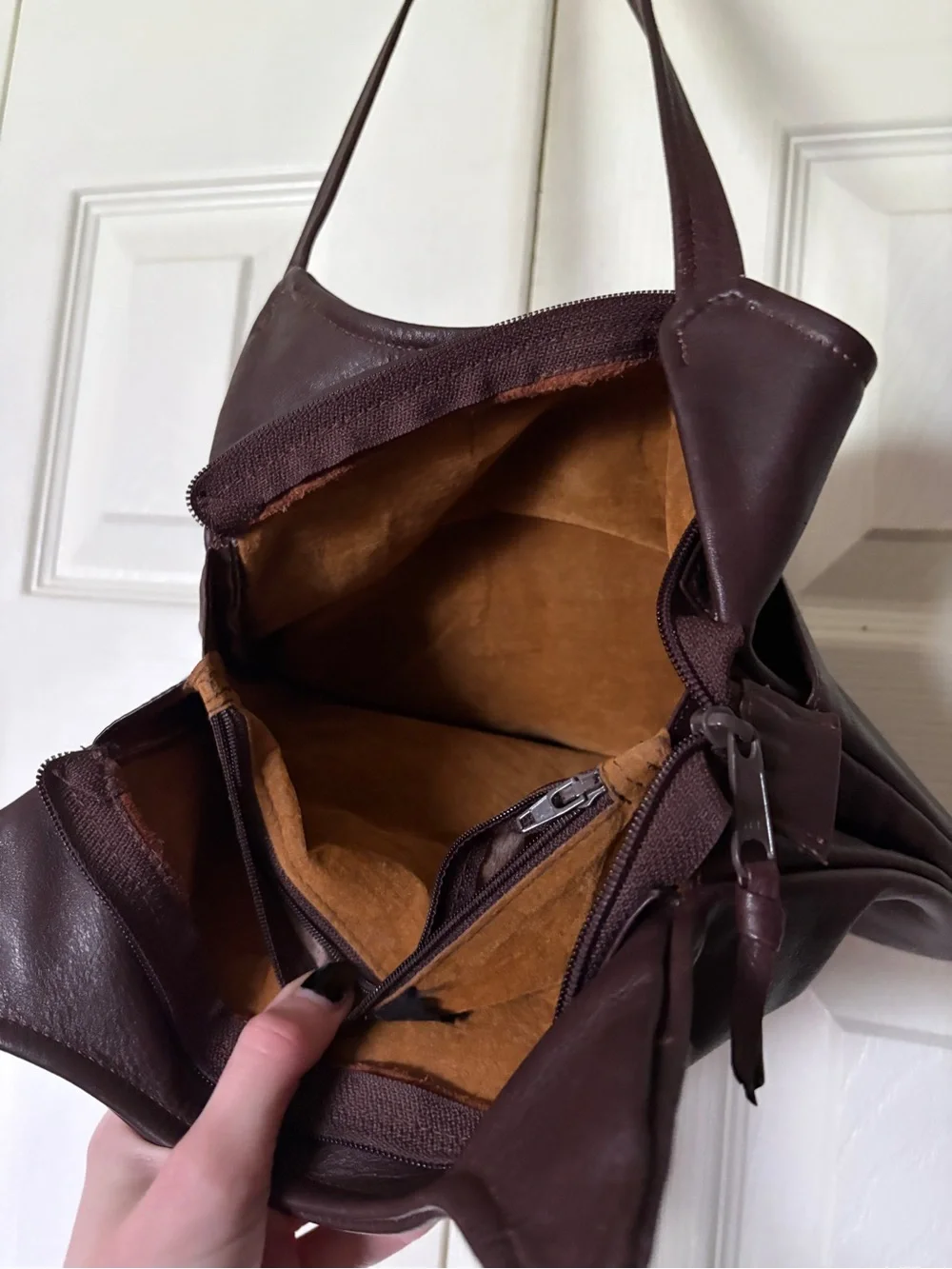 Vintage Tivoli Brown Leather Shoulder Bag Slouchy Hobo Style Purse